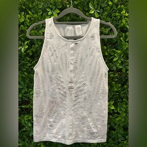 ALO Vixon Laser Cut Out White Tank Top Size Large